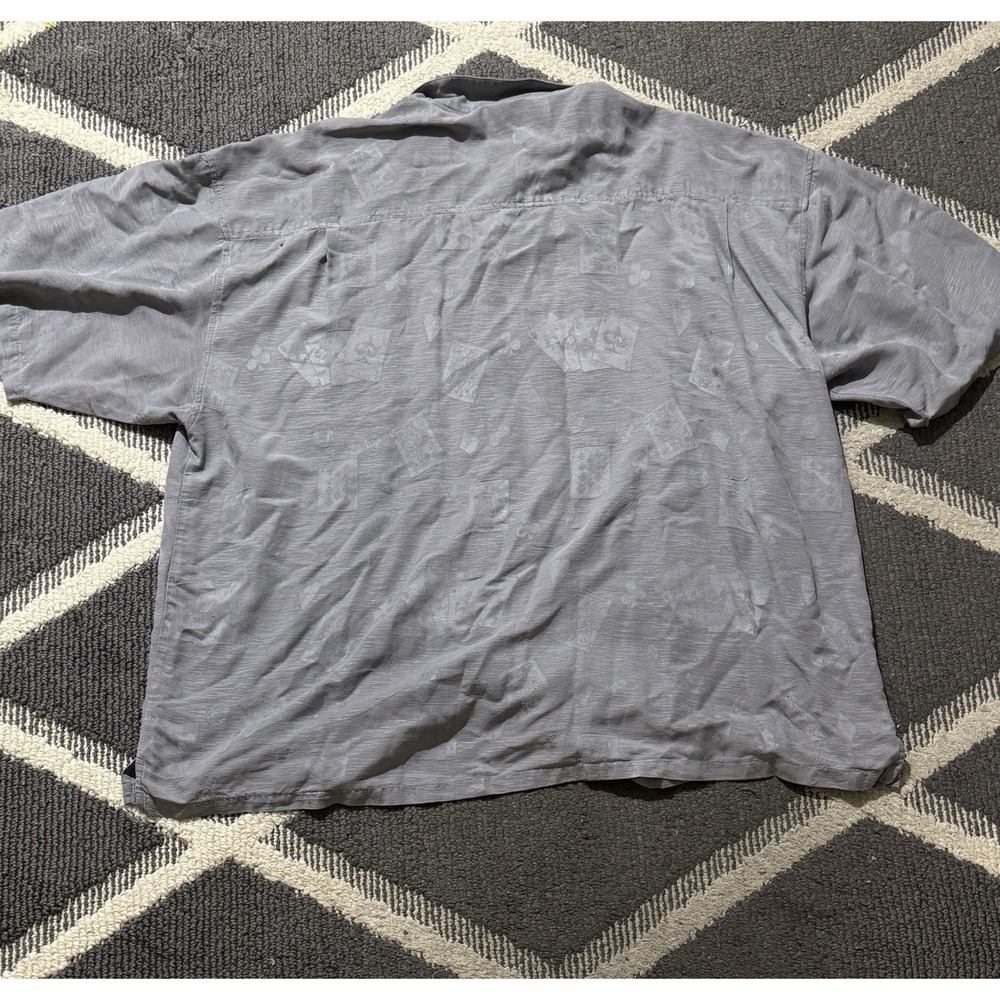 VTG 90s Big Dog Resort Wear Shirt Mens 3XL Gray Poker Cards 100% Silk Hawaiian - Picture 3 of 5